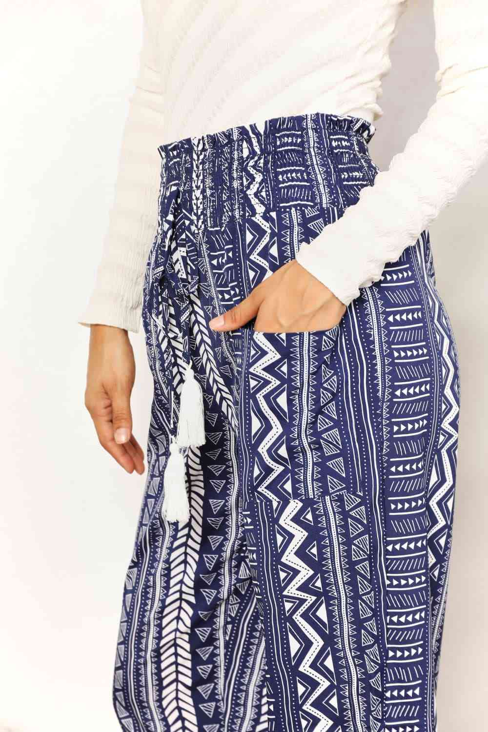  Geometric Print Tassel High-Rise Pants Bazaarbey