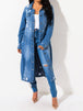 Long Sleeve Raw Hem Denim Jacket Bazaarbey