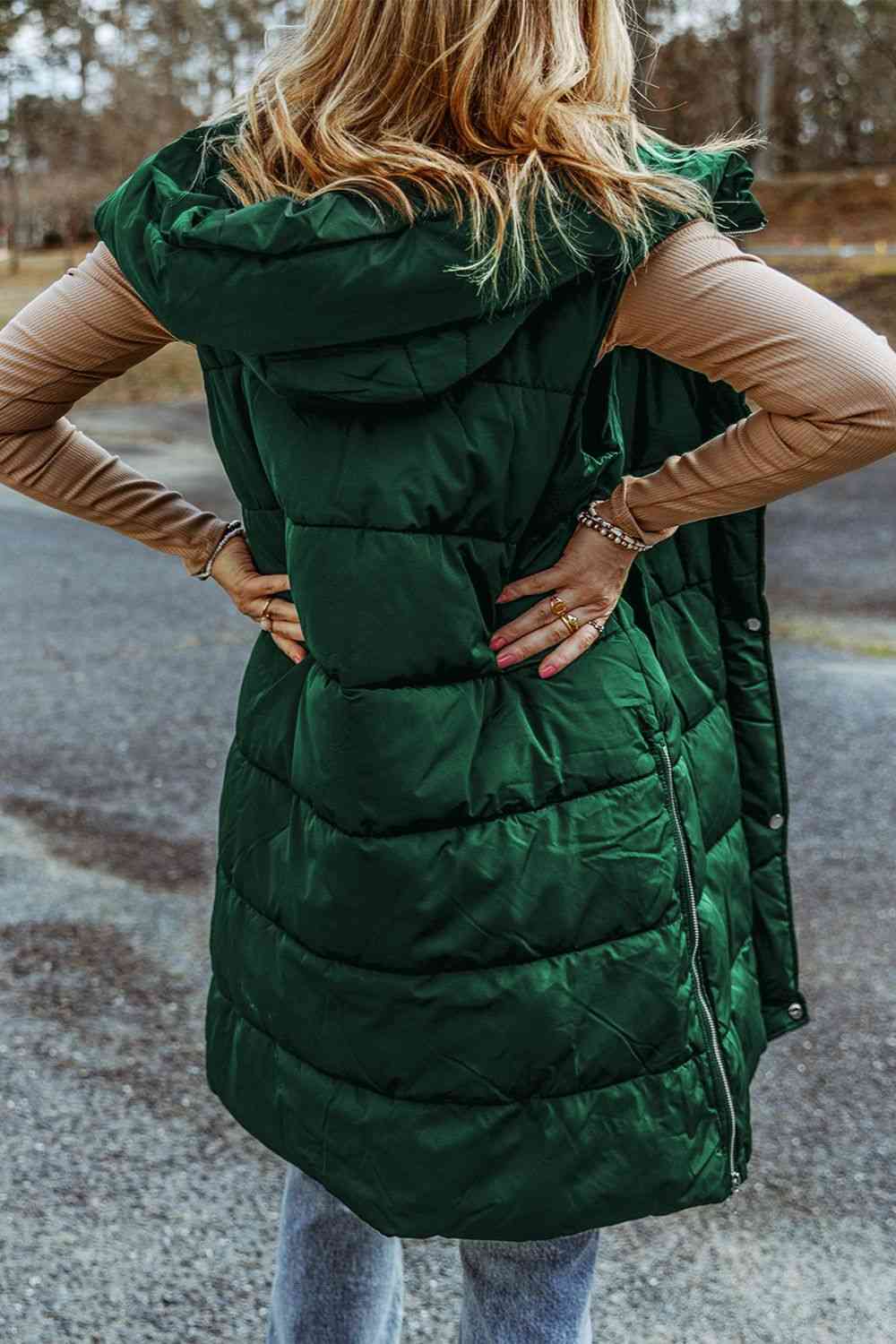  Hooded Sleeveless Puffer Vest Trendsi