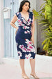 Plus Size Floral  Neck Bodycon Dress -BazaarBey - www.shopbazaarbey.com