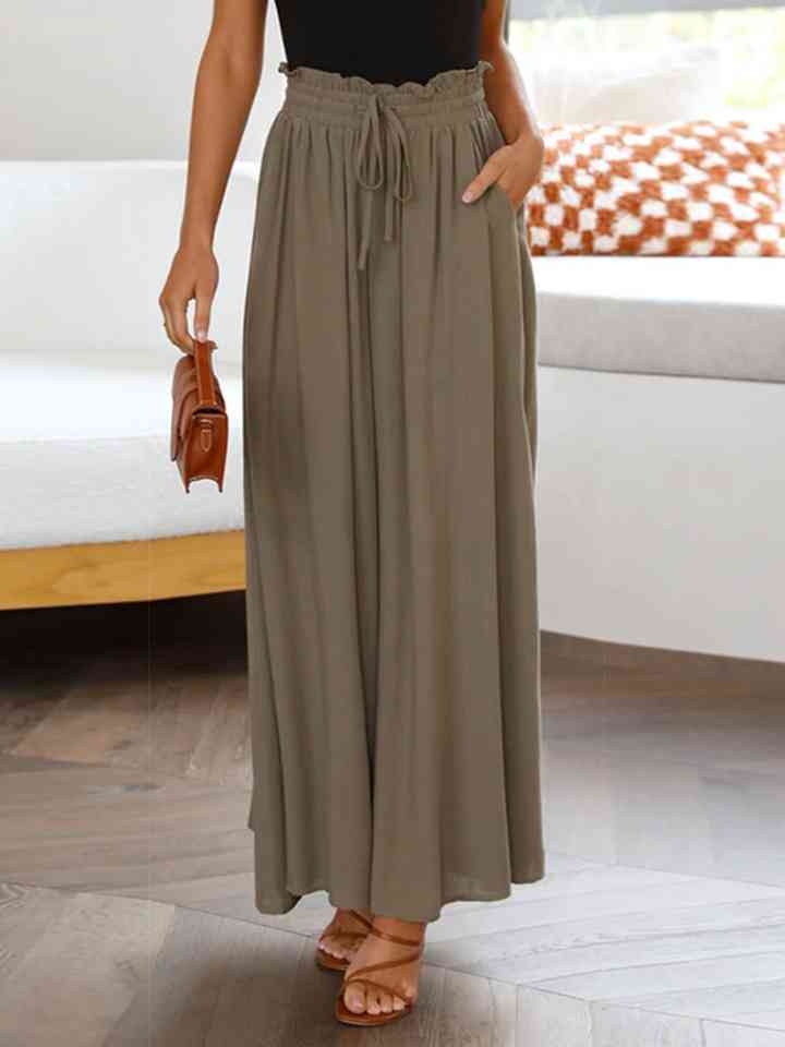 Drawstring Waist Wide Leg Pants Bazaarbey