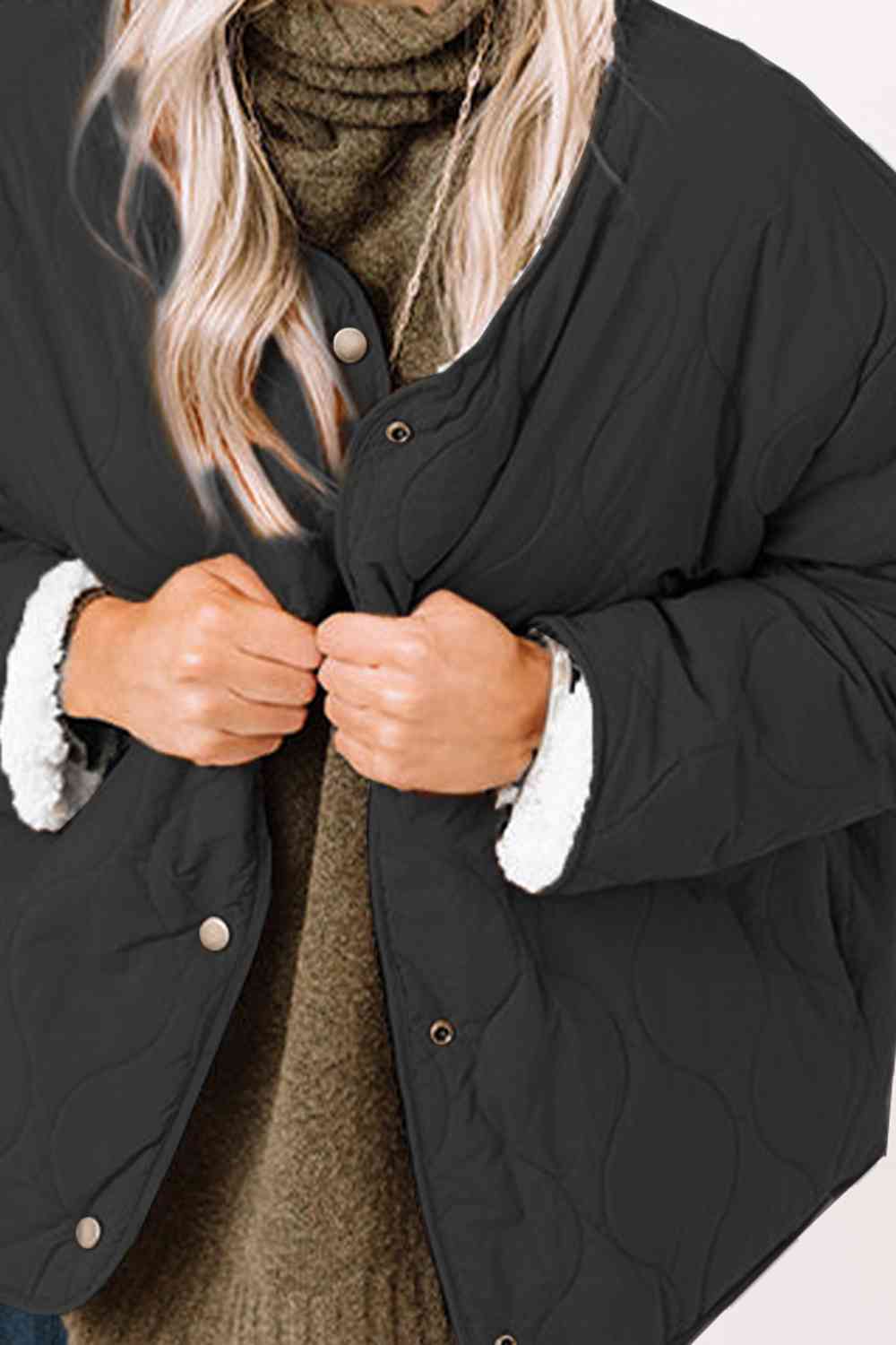 Long Sleeve Button Front Winter Coat Trendsi