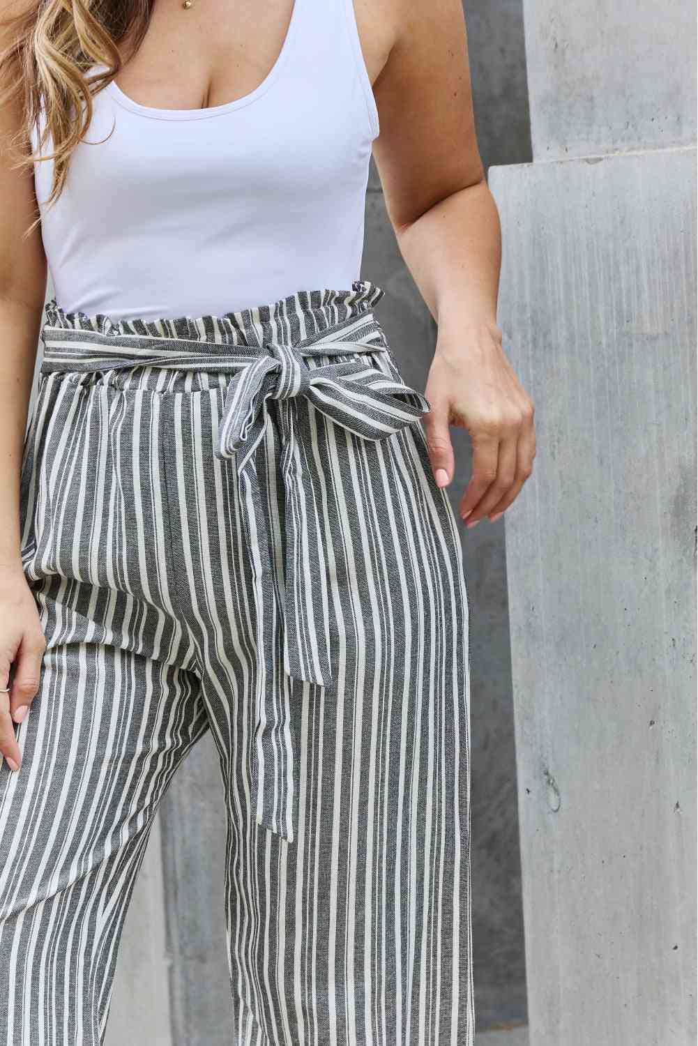  Find Your Path   Waist Striped Culotte Pants Bazaarbey