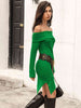 Off-Shoulder Asymmetrical Hem Dress -BazaarBey - www.shopbazaarbey.com