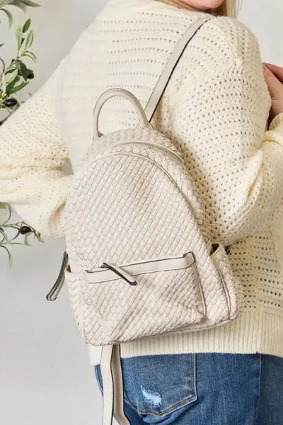  PU Leather Woven Backpack Bazaarbey