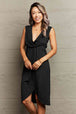 Deep V Sleeveless Tulip Hem Dress -BazaarBey - www.shopbazaarbey.com