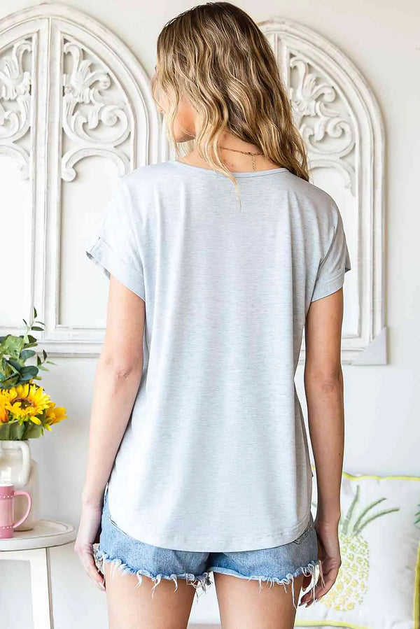 Buttoned V-Neck Tee Bazaarbey