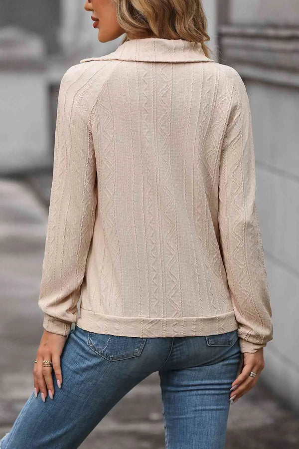 Decorative Button Long Sleeve Top Bazaarbey