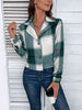 Plaid Collared Neck Button Up Long Sleeve Jacket Trendsi