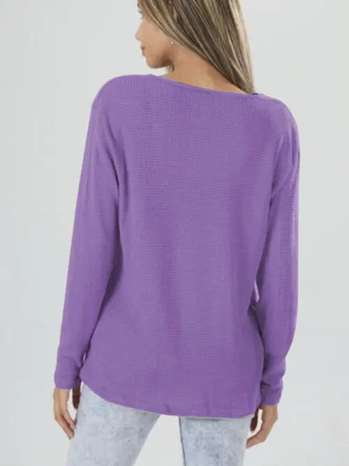 Half Button Long Sleeve T-Shirt Bazaarbey