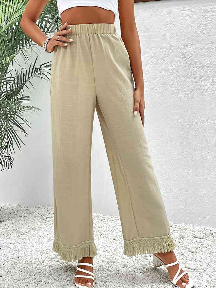 Fringe Detail Wide Leg Pants Bazaarbey