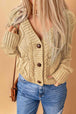  Mixed Knit Button Down Cardigan with Pockets Bazaarbey