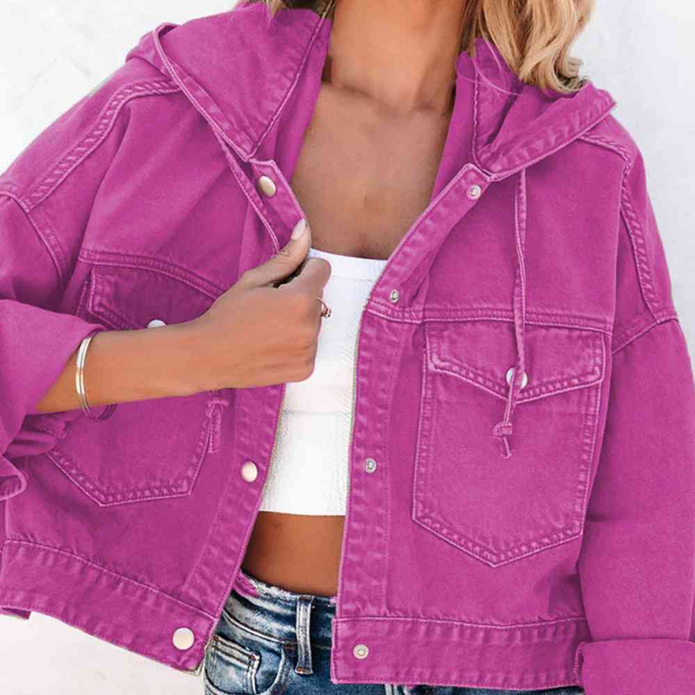 Hooded Dropped Shoulder Denim Jacket Bazaarbey