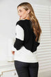 Woven Right Two-Tone Openwork Rib-Knit Sweater Bazaarbey