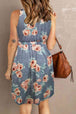  Printed Scoop Neck Sleeveless Buttoned Magic Dress with Pockets Bazaarbey