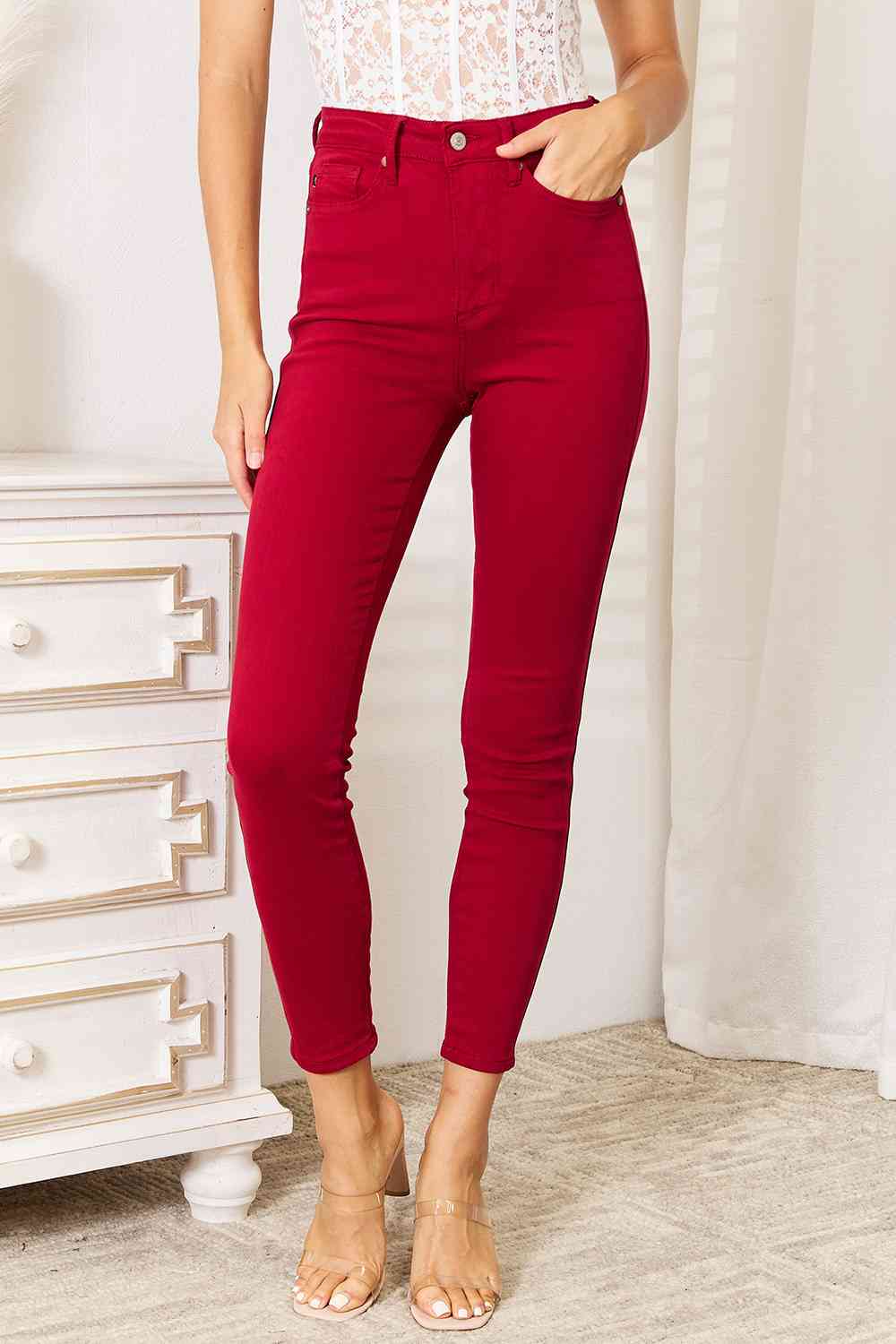   High Waist Tummy Control Skinny Jeans Trendsi