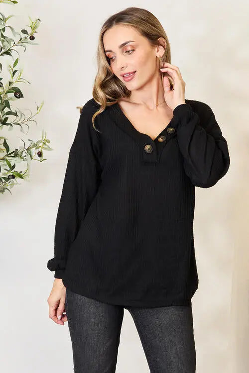 BazaarBey  Buttoned Long Sleeve Blouse Trendsi