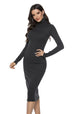 Ribbed Turtleneck Long Sleeve Dress -BazaarBey - www.shopbazaarbey.com