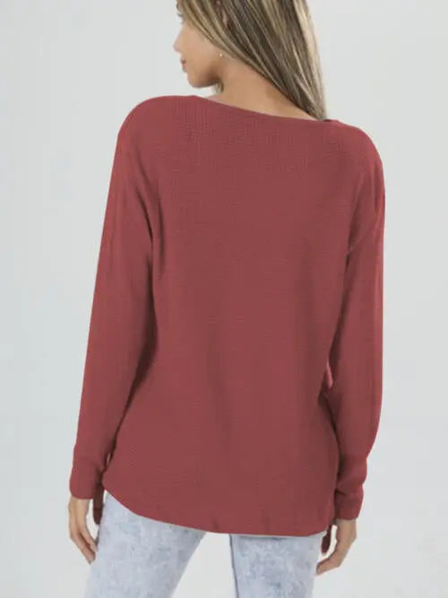 Half Button Long Sleeve T-Shirt Bazaarbey