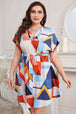 Plus Size Notched Neck Tie Waist Dress -BazaarBey - www.shopbazaarbey.com