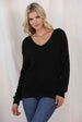 V-Neck Long Sleeve Knit Top Trendsi