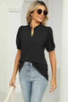 Notched Neck Puff Sleeve T-Shirt Bazaarbey