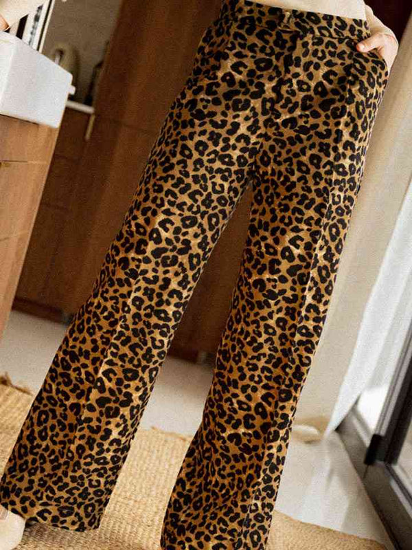 Leopard Wide Leg Pants Bazaarbey