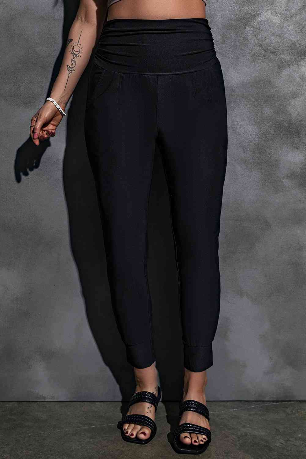 High-Rise Wide Waistband Joggers Bazaarbey