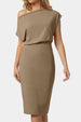 Boat Neck Short Sleeve Knee-Length Dress -BazaarBey - www.shopbazaarbey.com