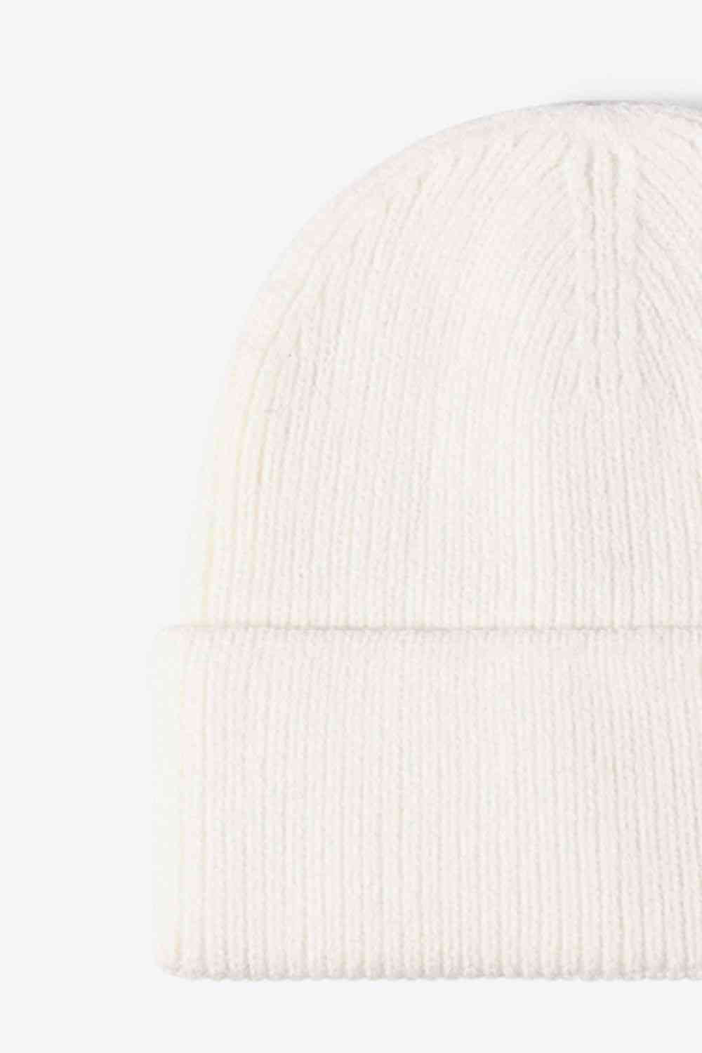 Letter N Patch Cuffed Knit Beanie Trendsi