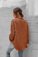 Button Front Drop Shoulder Corduroy Shirt Trendsi