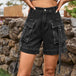 High Waist Denim Cargo Shorts Bazaarbey