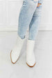 MMShoes Love the Journey Stacked Heel Chelsea Boot in White Trendsi