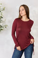  Full Size Drawstring Round Neck Long Sleeve Top Trendsi