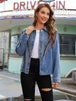 Studded Fringe Button Down Denim Jacket Bazaarbey