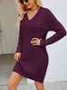 Cable-Knit V-Neck Mini Sweater Dress Bazaarbey