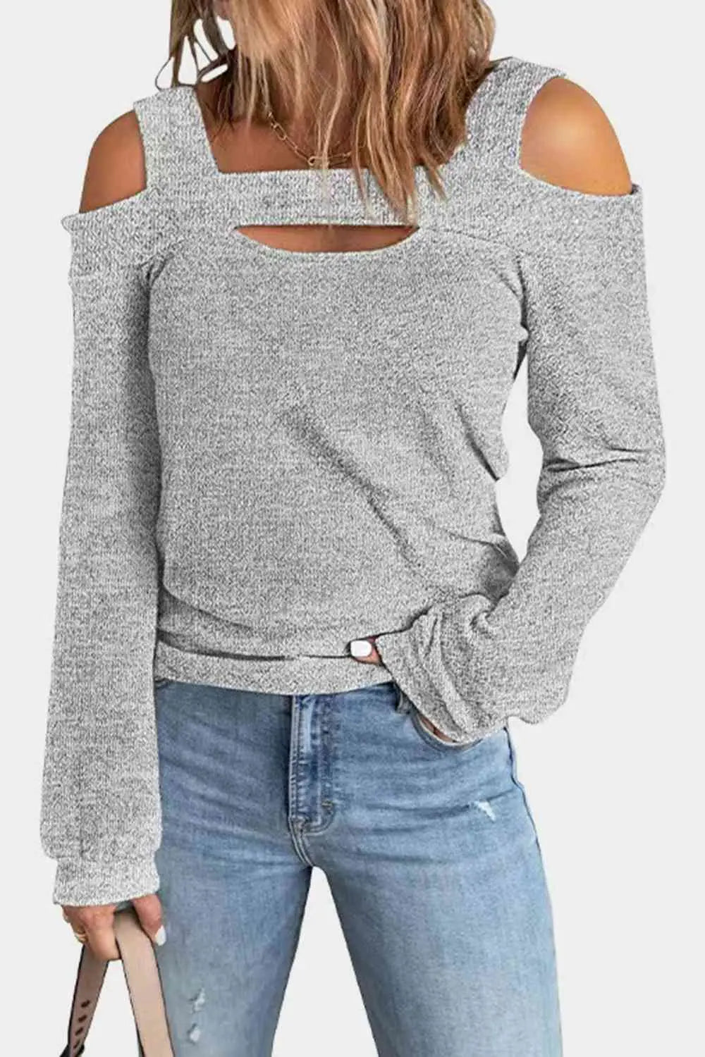 BazaarBey Full Size Cutout Cold Shoulder Blouse Trendsi