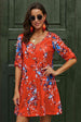 Printed Buttoned V-Neck Half Sleeve Dress -BazaarBey - www.shopbazaarbey.com