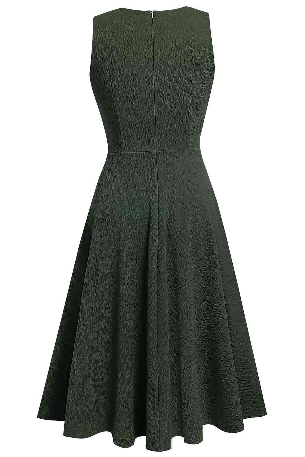 Round Neck Sleeveless Lace Trim Dress -BazaarBey - www.shopbazaarbey.com