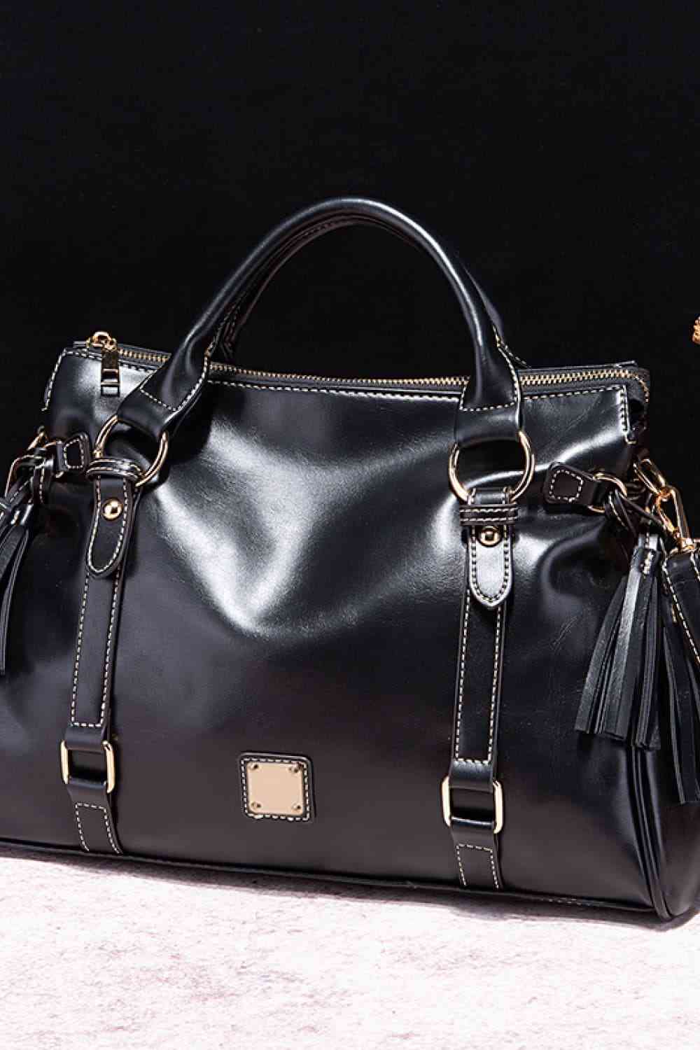 PU Leather Handbag with Tassels Bazaarbey