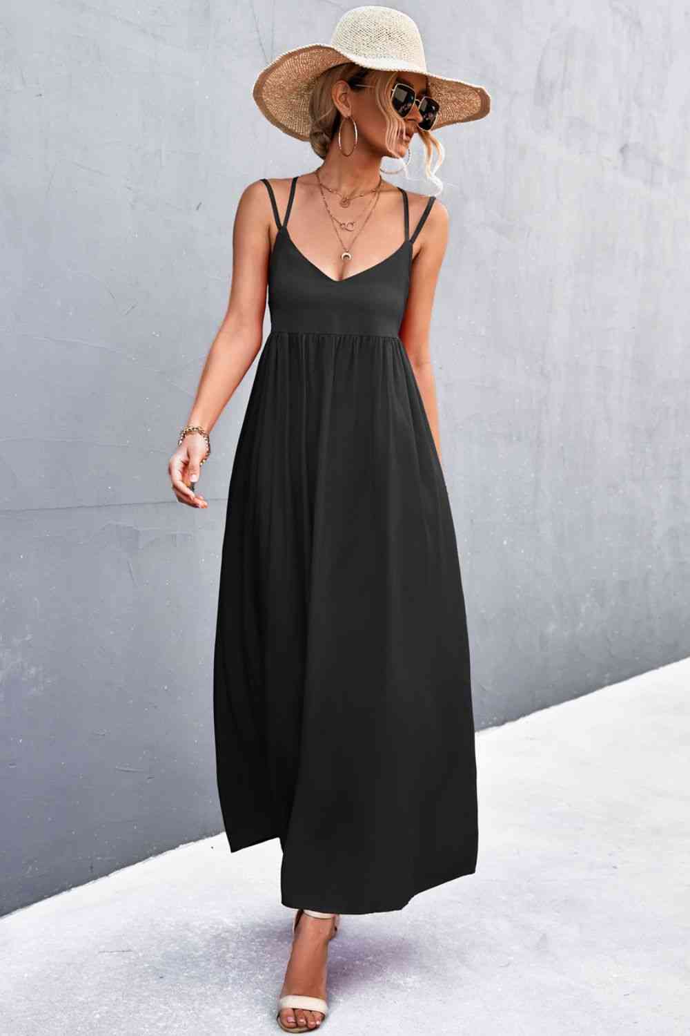 Double Strap Tie Back Dress -BazaarBey - www.shopbazaarbey.com