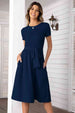 Belted Tee Dress With Pockets -BazaarBey - www.shopbazaarbey.com