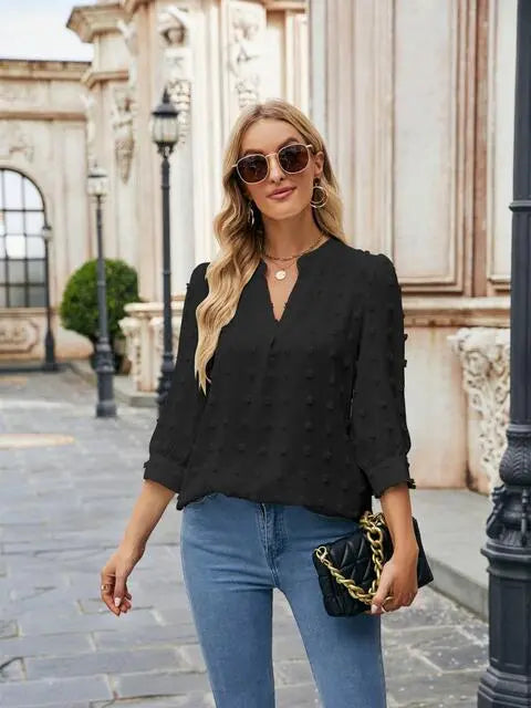  Notched Neck Blouse Bazaarbey