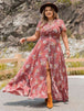 Plus Size Floral Slit Ruffle Hem Dress Bazaarbey