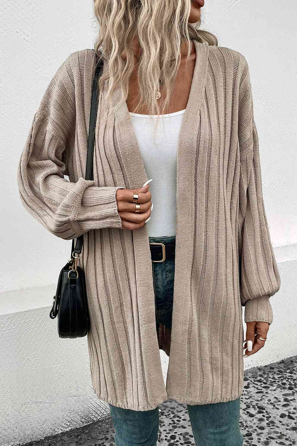 Open Front Cardigan with Pockets Trendsi