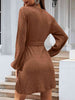 Round Neck Tie Front Long Sleeve Dress Bazaarbey