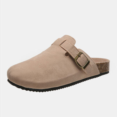 Suede Closed Toe Buckle Slide Trendsi