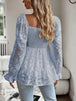 Smocked Flounce Sleeve Peplum Blouse Bazaarbey