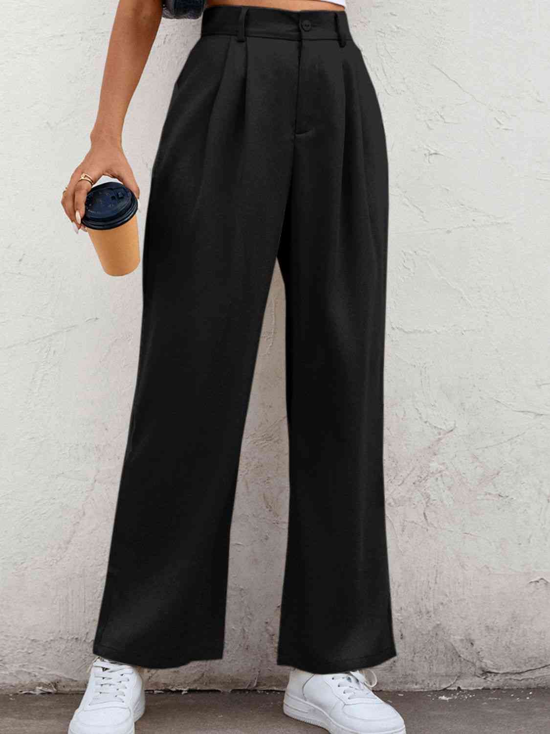 High Waist Straight Leg Pants Bazaarbey