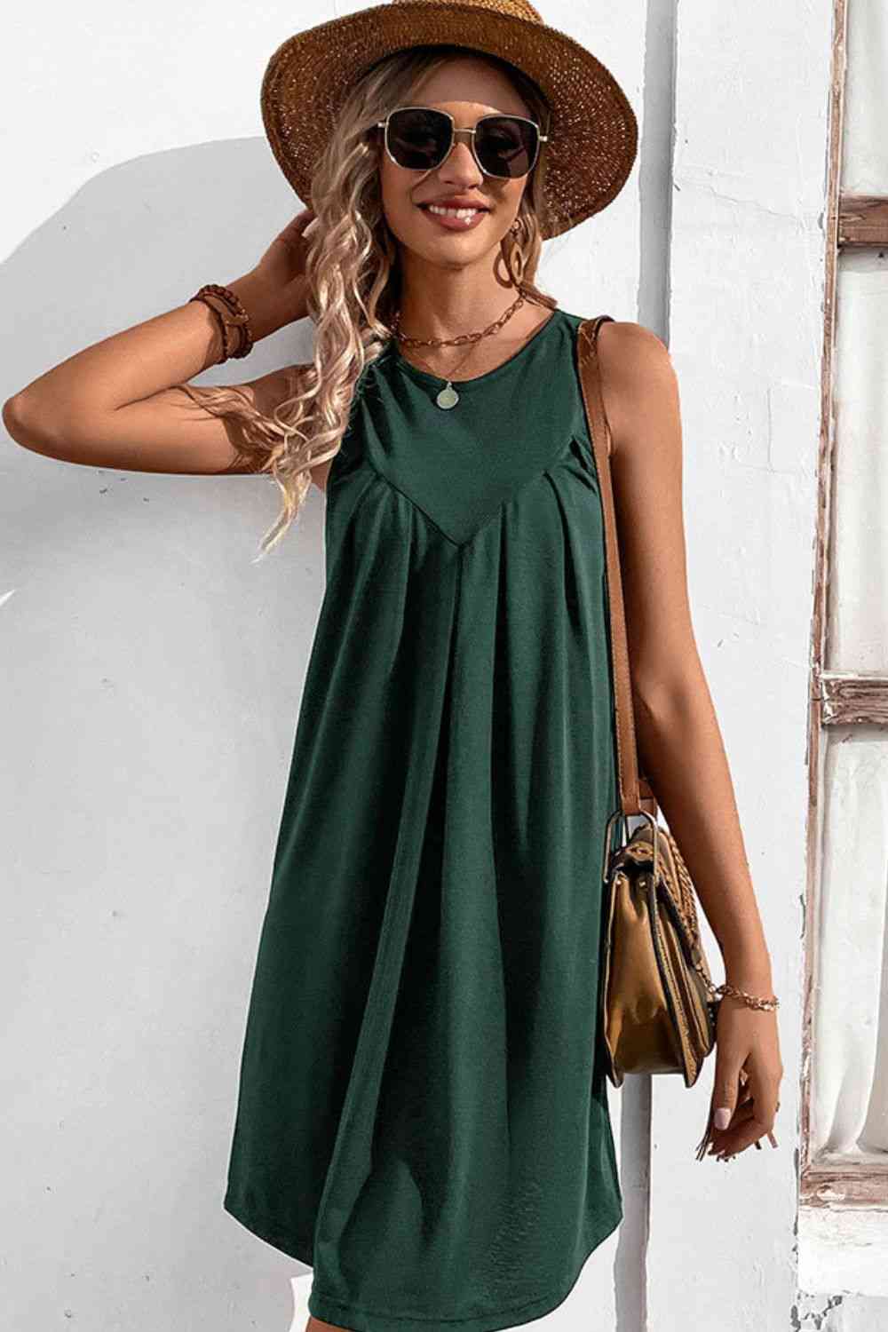 Round Neck Sleeveless Mini Dress -BazaarBey - www.shopbazaarbey.com